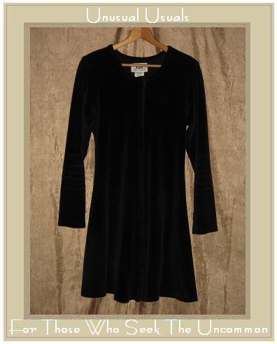 Jeanne Engelhart Flax Black Cotton Velour Tunic Dress Small S