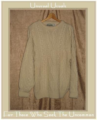 Arancrafts Cream Wool Aran Knit Fisherman's Sweater Small S