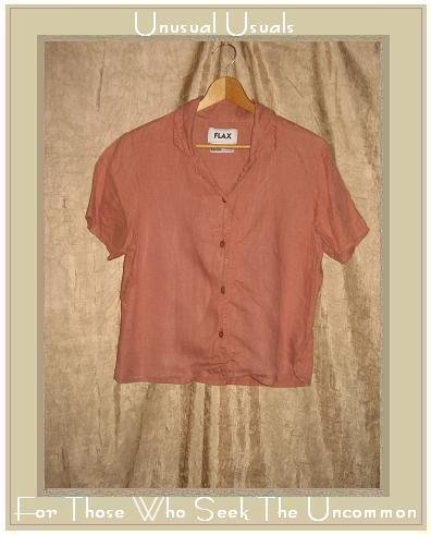 FLAX Rose LINEN Button Shirt Top Jeanne Engelhart Small S