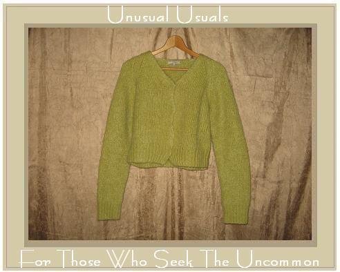 Laurie B. Soft Green Mohair Cardigan Sweater Large L