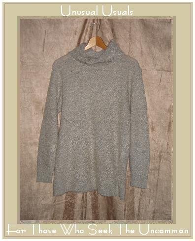 KAMAL Gray Nubby Knit Turtleneck Tunic Sweater Medium M
