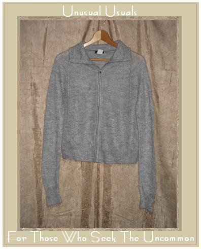 J. Crew Soft Gray Mohair Zipped Cardigan Sweater Large L