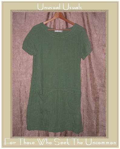 CUT LOOSE Green LINEN Skirted Pullover Tunic Dress X-Small XS