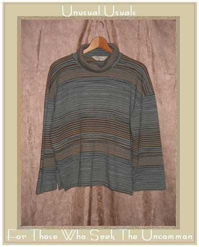 LADY DEVON Soft Striped Knit Turtleneck Tunic Top Shirt Large L