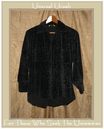 Putumayo Soft Blue Floral Velour Button Shirt Top X-Large XL