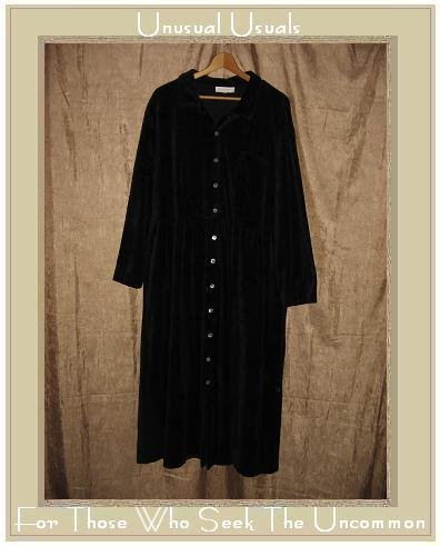 J. JILL Woman Long Soft Black Velour Button Dress 1X