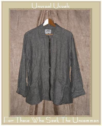 FLAX by Jeanne Engelhart Shapely Linen Zipper Jacket SMALL S