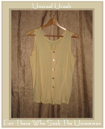 FLAX Soft Yellow Rayon Knit Button Tank Top Shirt Jeanne Engelhart Small S