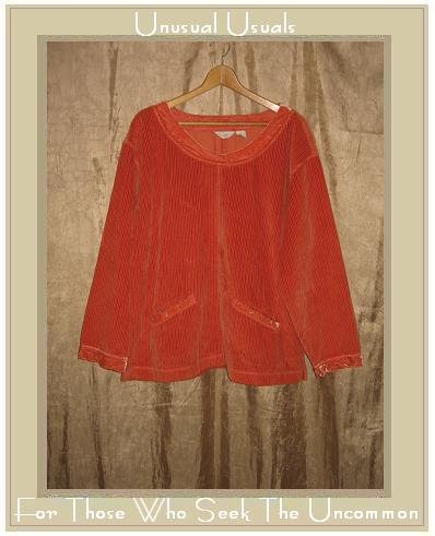 J. Jill Soft Orange Velvet Trim Corduroy Pullover shirt top X-Large XL