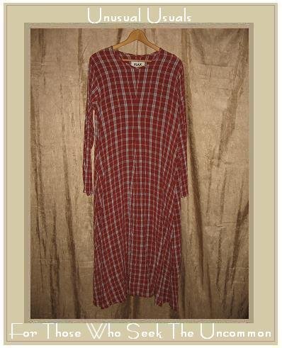 FLAX Long Plaid Shapely Pullover Dress Jeanne Engelhart Medium M