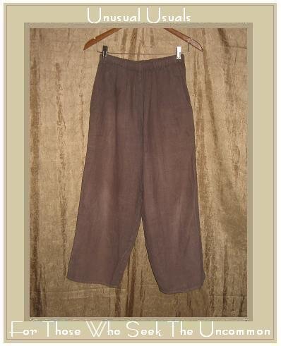 FLAX by Angelheart Jeanne Engelhart Mushroom Brown LINEN FLOODS Pants Small S