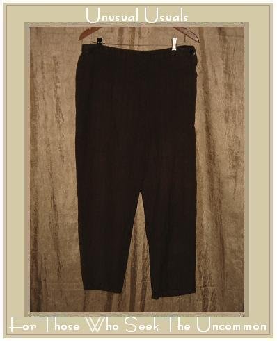 FLAX Maroon LINEN Cotton Straight Pants Jeanne Engelhart Large L