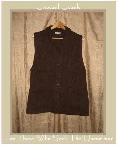 CUT LOOSE Rich Brown Tweed Tunic Top Vest Medium M