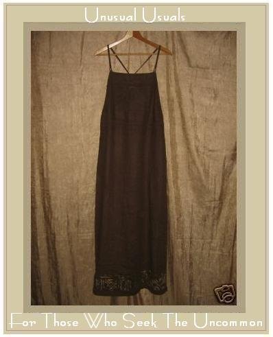 CL CAROLE LITTLE Long Brown LINEN Jumper Jump Dress Size 10
