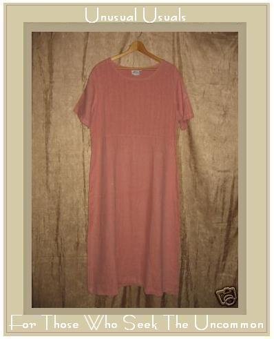 EXIT WHERE Long Pink LINEN Pin Tuck Dress Large L