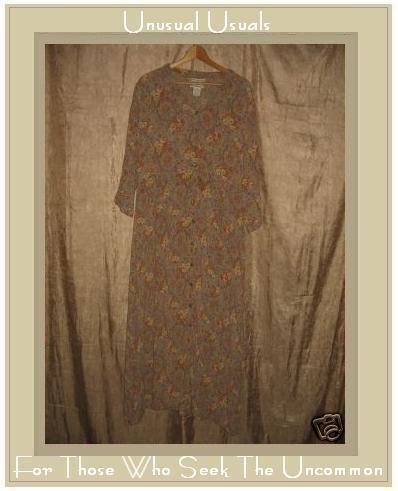April Cornell Long Vintage Style Sage Floral Dress Large L