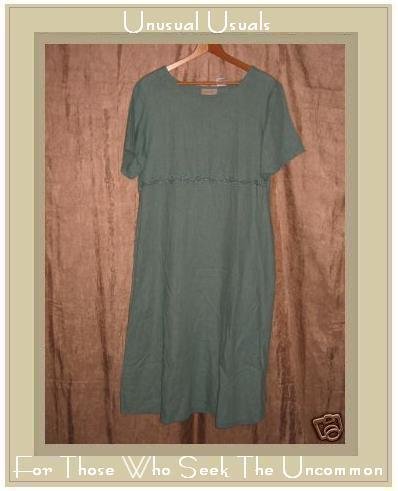 SUSAN BRISTOL Long Teal LINEN Pullover Dress Medium M