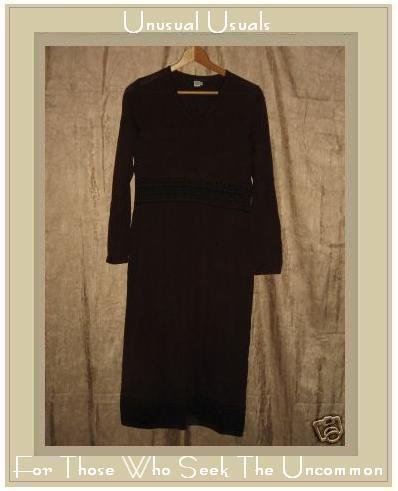 PERUVIAN CONNECTION Brown Pima Cotton Knit Pullover Tunic Dress Small S