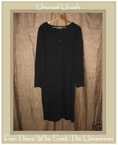 Coldwater Creek Long Charcoal Gray Knit Pullover Tunic Dress X-Large XL