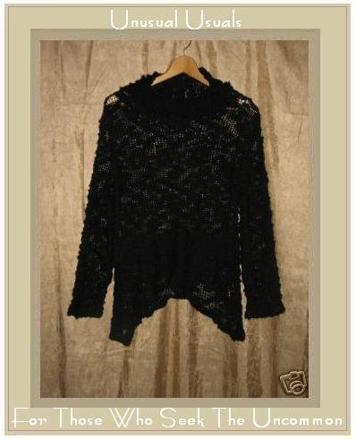 SASHA Light Weight Nubby Black Turtleneck Tunic Sweater Small S