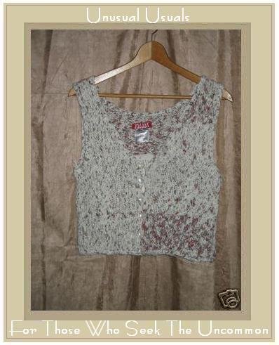 New JOUJOU White Speckled Cropped Cardigan Sweater Vest Medium M