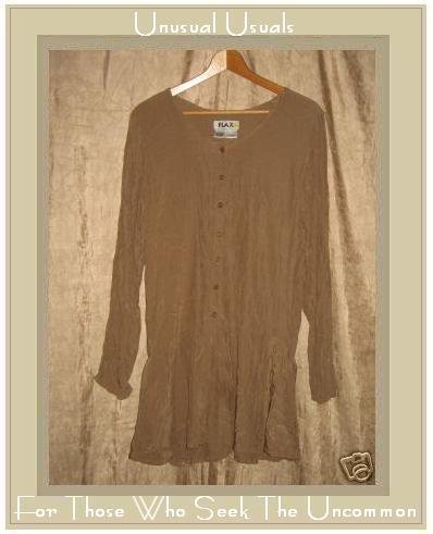 FLAX Jeanne Engelhart Long Peplum Tunic Top Shirt MEDIUM M