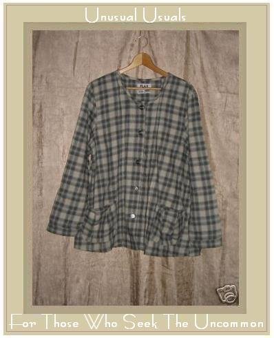 FLAX Soft Plaid Shirt Top Jeanne Engelheart Medium M