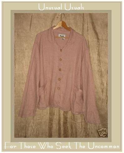FLAX Pink Textured Linen Shapely Jacket Top Jeanne Engelhart 3G