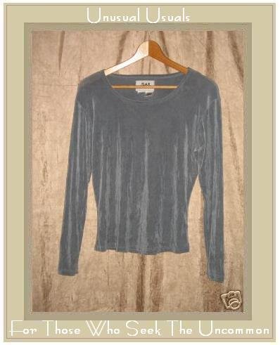 Jeanne Engelhart FLAX Slinky Gray Tunic Top Shirt Medium M