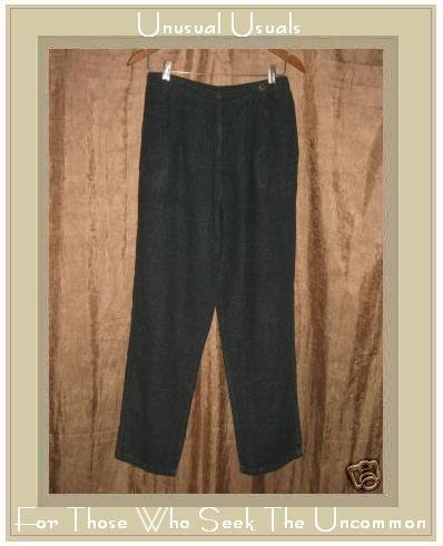 CLICK by Color Me Cotton Blue Check LINEN Pants Medium M