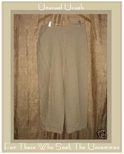 EDIE 7. Oatmeal LINEN & RAYON Long Pants Large L