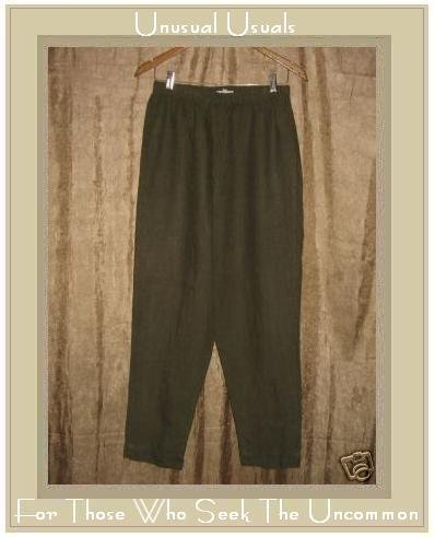HOT COTTON by Marc Ware Olive Green LINEN Pants Large L