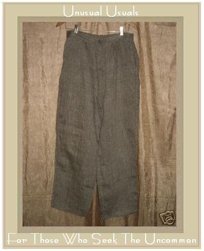 FLAX by Jeanne Engelhart Bark Cloth LINEN Zipped Pants Medium M