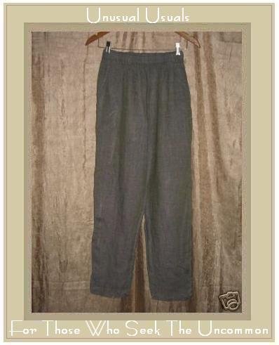 FLAX by Jeanne Engelhart Marine Grid LINEN Pants Petite P