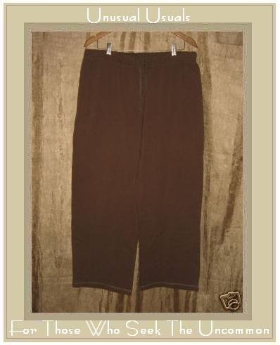 reFLAXation Chocolate Brown Cotton Yoga Pants Jeanne Engelhart FLAX Large L