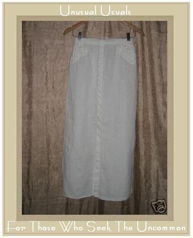 FLAX by Jeanne Engelhart White LINEN Skirt Small S