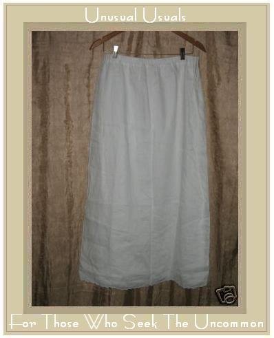 WEAVZ Long & Full Floaty White Layered Linen Skirt Large L
