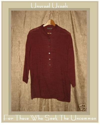 PEBBLE RAYON Long Russet Tunic Top Shirt Small S