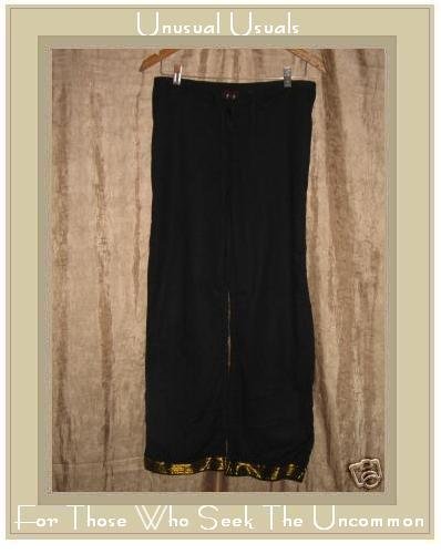 FUNKY PEOPLE Soft Black Cotton Drawstring Pants Small S