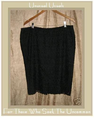 TALBOTS Elegant Short Black Lined Floral Lace Skirt Size 18