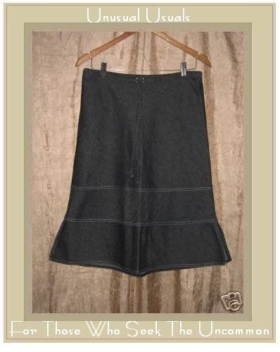 SOLITAIRE Cute Black Denim Drawstring Skirt Medium M