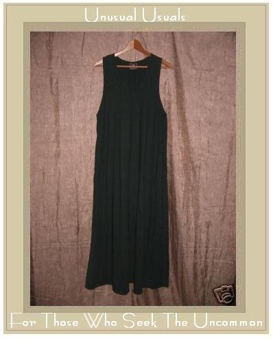 California Drawstrings Long Green Cotton A-line Dress Small S