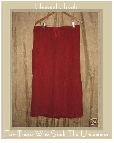 Somewhat Funky Liz & Jane Long Red Striped Linen Drawstring Skirt Large L