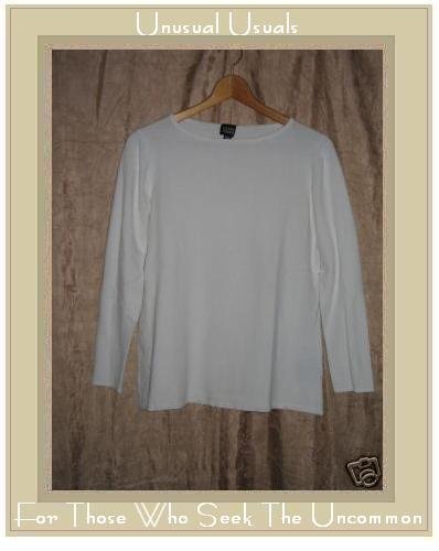 EILEEN FISHER White Knit Pullover shirt top Medium M