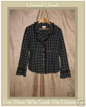 NEESH by DAR Shapely Floral Fur Trim Striped Jacket MEDIUM M