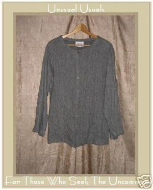 EILEEN FISHER New York Long Gray Tunic Top Jacket Large L