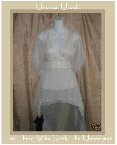 WHITEWASH Long White Layered Silk Cupid Top Large L