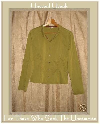 NEESH by D.A.R. Funky Shapely Green Button Shirt Top Large L