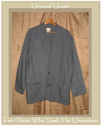 FLAX by Angelheart Jeanne Engelhart Blue Linen Blazer Jacket Small S