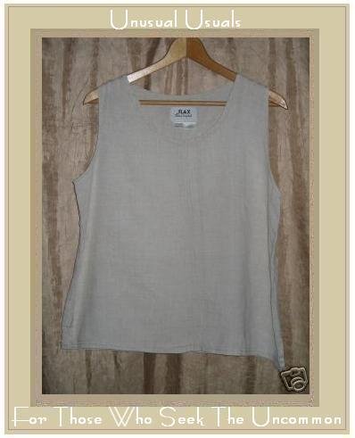 FLAX Jeanne Engelhart Linen Pin Tuck Tank Top Shirt Medium M